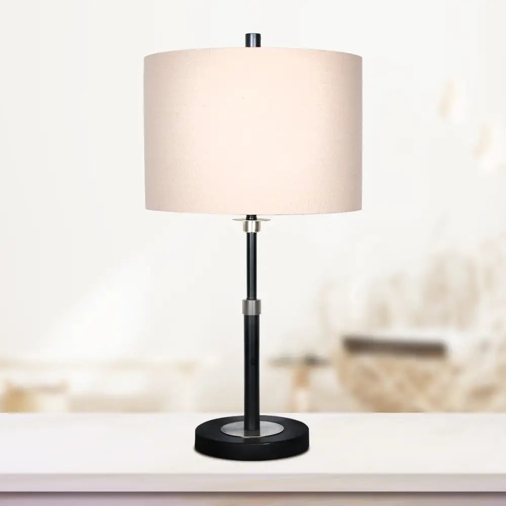 Sarantino Metal Table Lamp with Linen Drum Shade - Home & Garden > Lighting