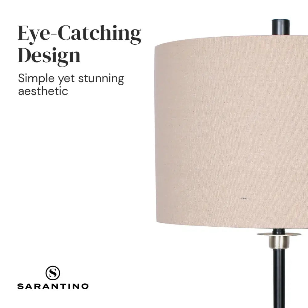 Sarantino Metal Table Lamp with Linen Drum Shade - Home & Garden > Lighting