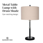 Sarantino Metal Table Lamp with Linen Drum Shade - Home & Garden > Lighting