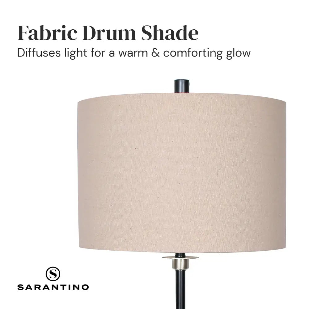 Sarantino Metal Table Lamp with Linen Drum Shade - Home & Garden > Lighting