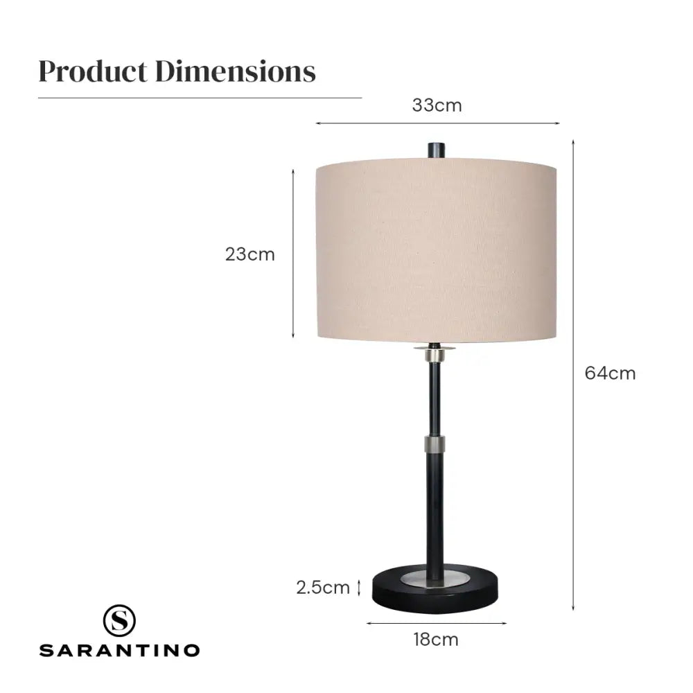 Sarantino Metal Table Lamp with Linen Drum Shade - Home & Garden > Lighting