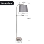 Sarantino Metal Task Floor Lamp Nickel Finish with Grey Fabric Shade - Home & Garden > Lighting