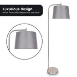 Sarantino Metal Task Floor Lamp Nickel Finish with Grey Fabric Shade - Home & Garden > Lighting