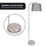 Sarantino Metal Task Floor Lamp Nickel Finish with Grey Fabric Shade - Home & Garden > Lighting