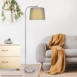 Sarantino Metal Task Floor Lamp Nickel Finish with Grey Fabric Shade - Home & Garden > Lighting