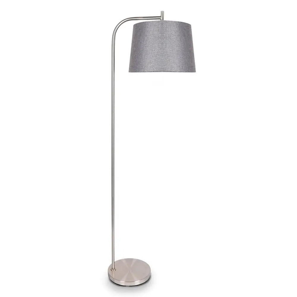 Sarantino Metal Task Floor Lamp Nickel Finish with Grey Fabric Shade - Home & Garden > Lighting