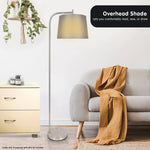 Sarantino Metal Task Floor Lamp Nickel Finish with Grey Fabric Shade - Home & Garden > Lighting