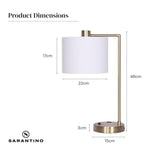 Sarantino Metal Task Lamp with USB Charging Port Antique Brass Finish - Home & Garden > Lighting