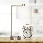 Sarantino Metal Task Lamp with USB Charging Port Antique Brass Finish - Home & Garden > Lighting