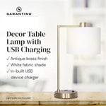 Sarantino Metal Task Lamp with USB Charging Port Antique Brass Finish - Home & Garden > Lighting