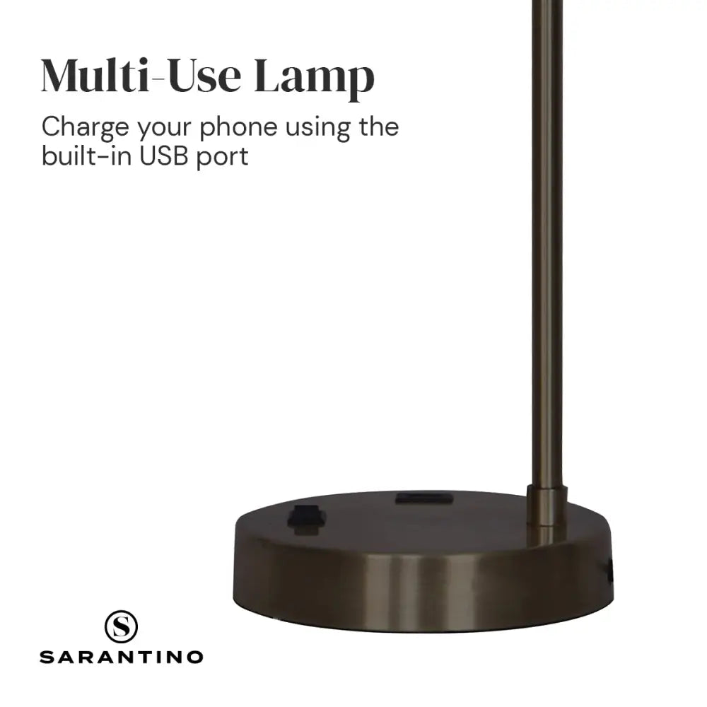 Sarantino Metal Task Lamp with USB Charging Port Bronze Finish - Home & Garden > Lighting