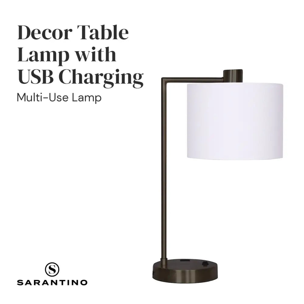 Sarantino Metal Task Lamp with USB Charging Port Bronze Finish - Home & Garden > Lighting