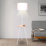 Sarantino Metal Tripod Floor Lamp Shade with Wooden Table Shelf - Home & Garden > Lighting
