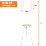 Sarantino Metal Tripod Floor Lamp Shade with Wooden Table Shelf - Home & Garden > Lighting