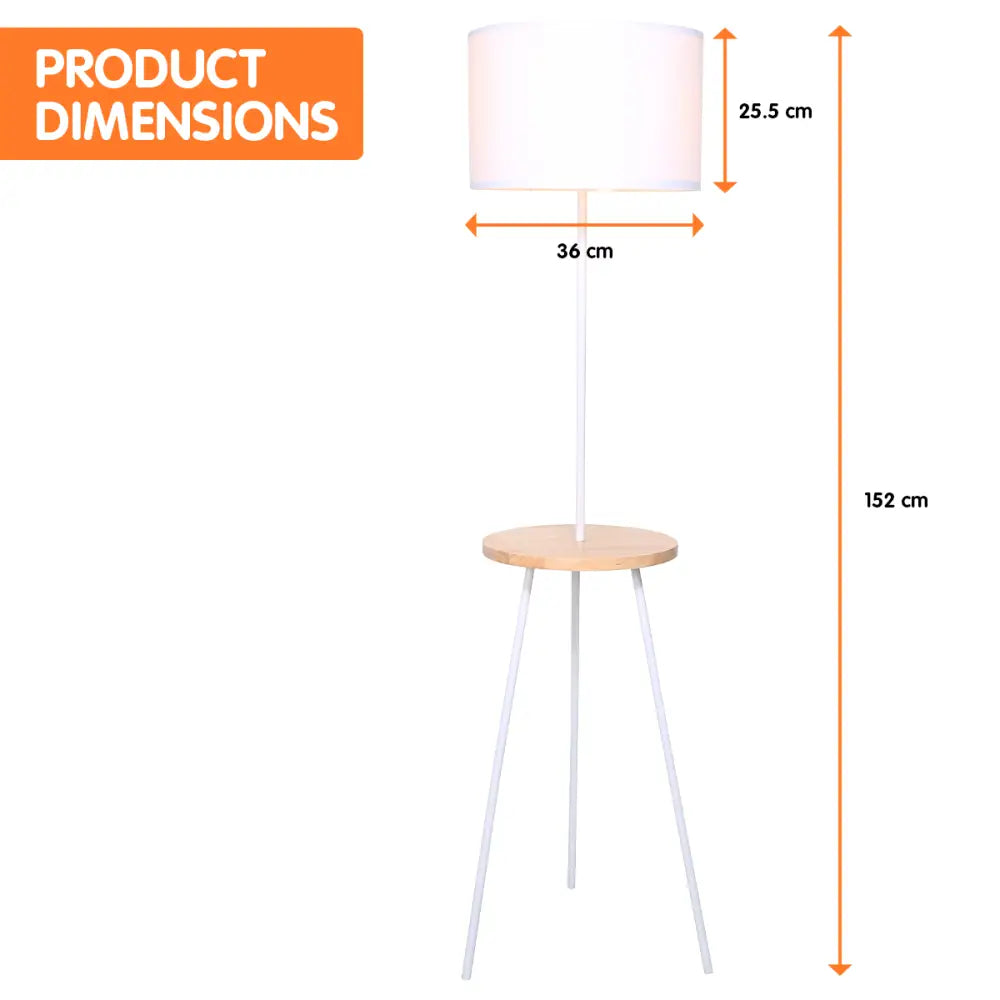 Sarantino Metal Tripod Floor Lamp Shade with Wooden Table Shelf - Home & Garden > Lighting