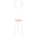 Sarantino Metal Tripod Floor Lamp Shade with Wooden Table Shelf - Home & Garden > Lighting