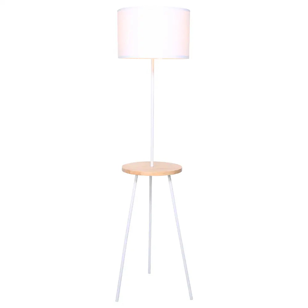 Sarantino Metal Tripod Floor Lamp Shade with Wooden Table Shelf - Home & Garden > Lighting