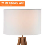 Sarantino Metal Tripod Floor Spot Lamp Shade Drum in Wooden Finish - Home & Garden > Lighting