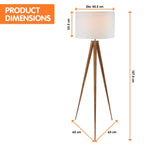 Sarantino Metal Tripod Floor Spot Lamp Shade Drum in Wooden Finish - Home & Garden > Lighting
