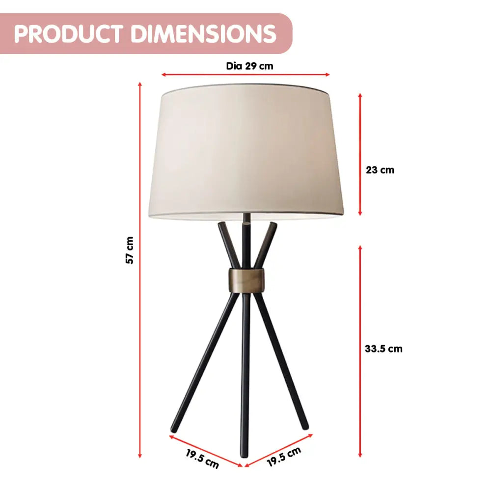 Sarantino Metal Tripod Table Lamp with Antique Brass Accent - Home & Garden > Lighting