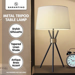 Sarantino Metal Tripod Table Lamp with Antique Brass Accent - Home & Garden > Lighting
