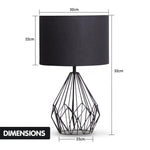 Sarantino Metal Wire Table Lamp in Black Finish With Black Drum Shade - Home & Garden > Lighting