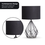 Sarantino Metal Wire Table Lamp in Black Finish With Black Drum Shade - Home & Garden > Lighting