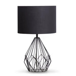 Sarantino Metal Wire Table Lamp in Black Finish With Black Drum Shade - Home & Garden > Lighting
