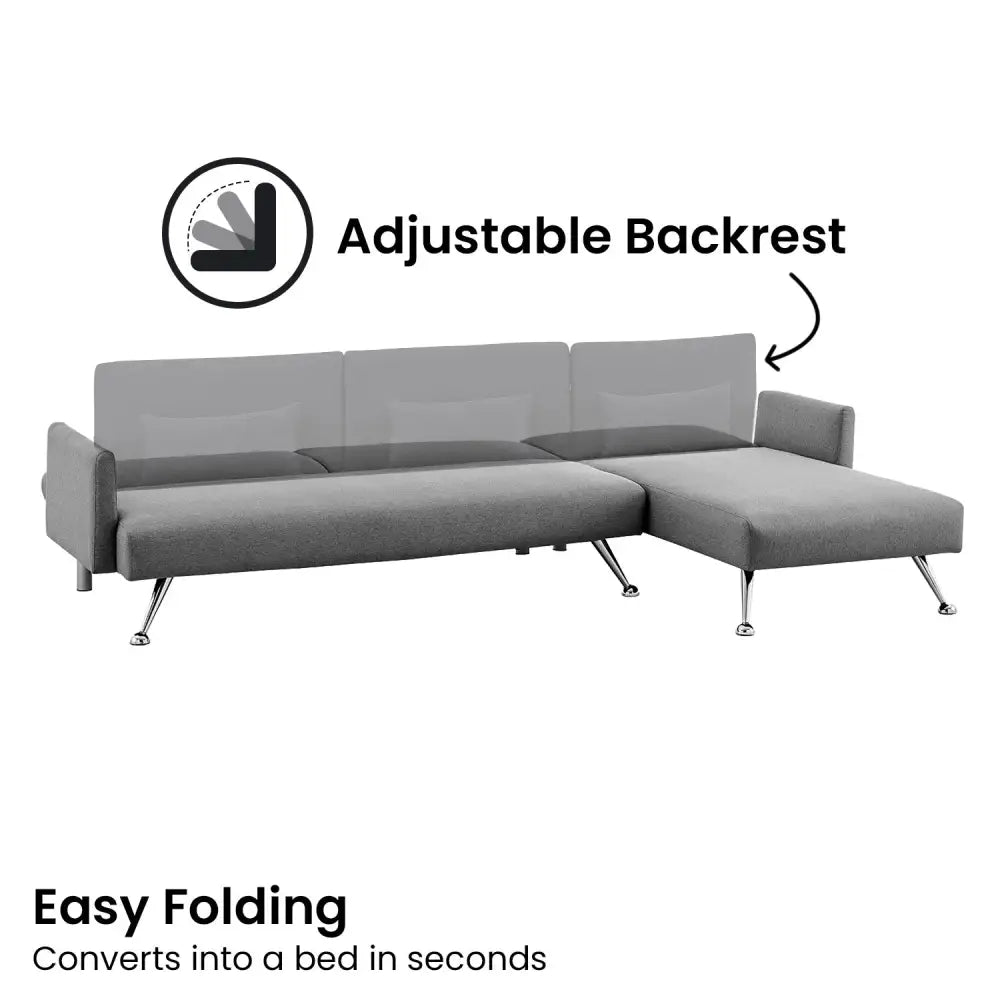 Sarantino Mia 3-Seater Corner Sofa Bed Chaise and Pillows Dark Grey - Furniture > Sofas