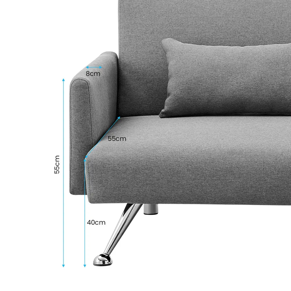 Sarantino Mia 3-Seater Corner Sofa Bed Chaise and Pillows Dark Grey - Furniture > Sofas