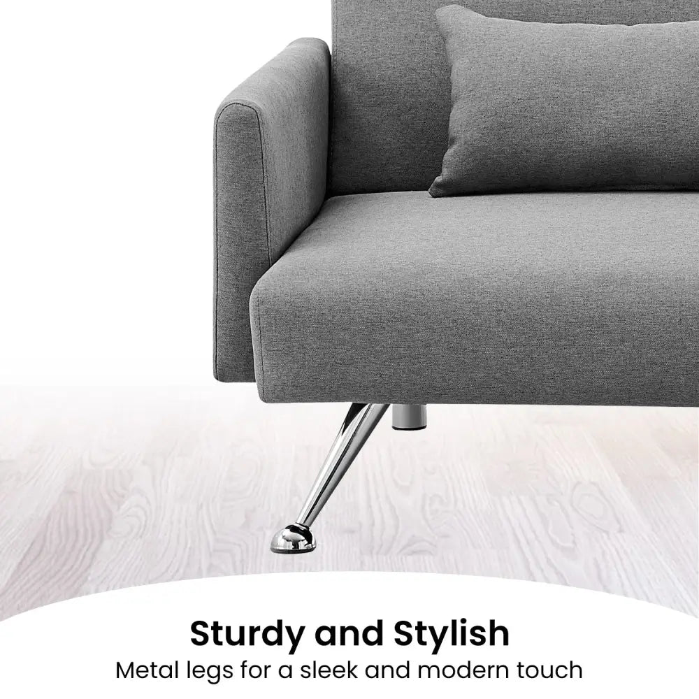 Sarantino Mia 3-Seater Corner Sofa Bed Chaise and Pillows Dark Grey - Furniture > Sofas