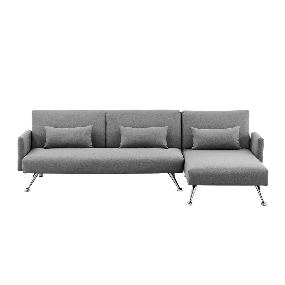 Sarantino Mia 3-Seater Corner Sofa Bed Chaise and Pillows Dark Grey - Furniture > Sofas