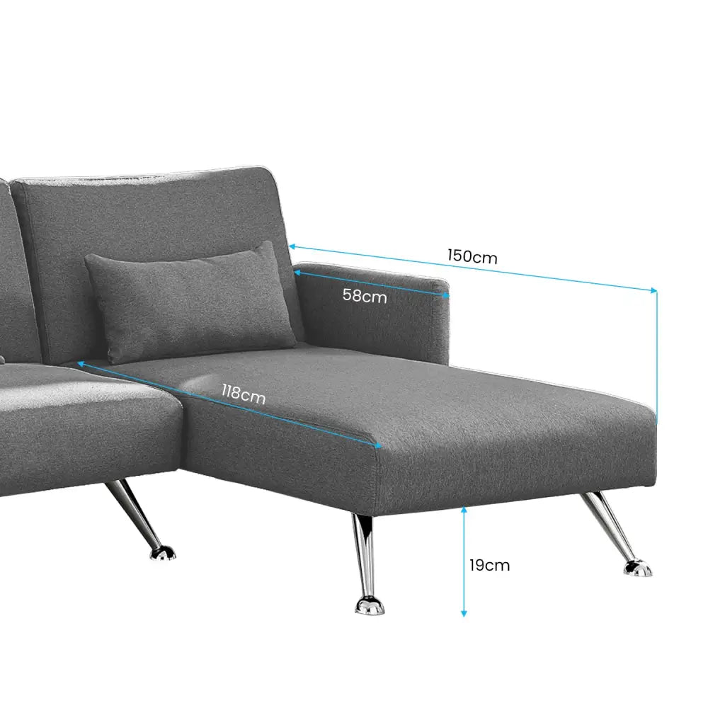 Sarantino Mia 3-Seater Corner Sofa Bed Chaise and Pillows Dark Grey - Furniture > Sofas