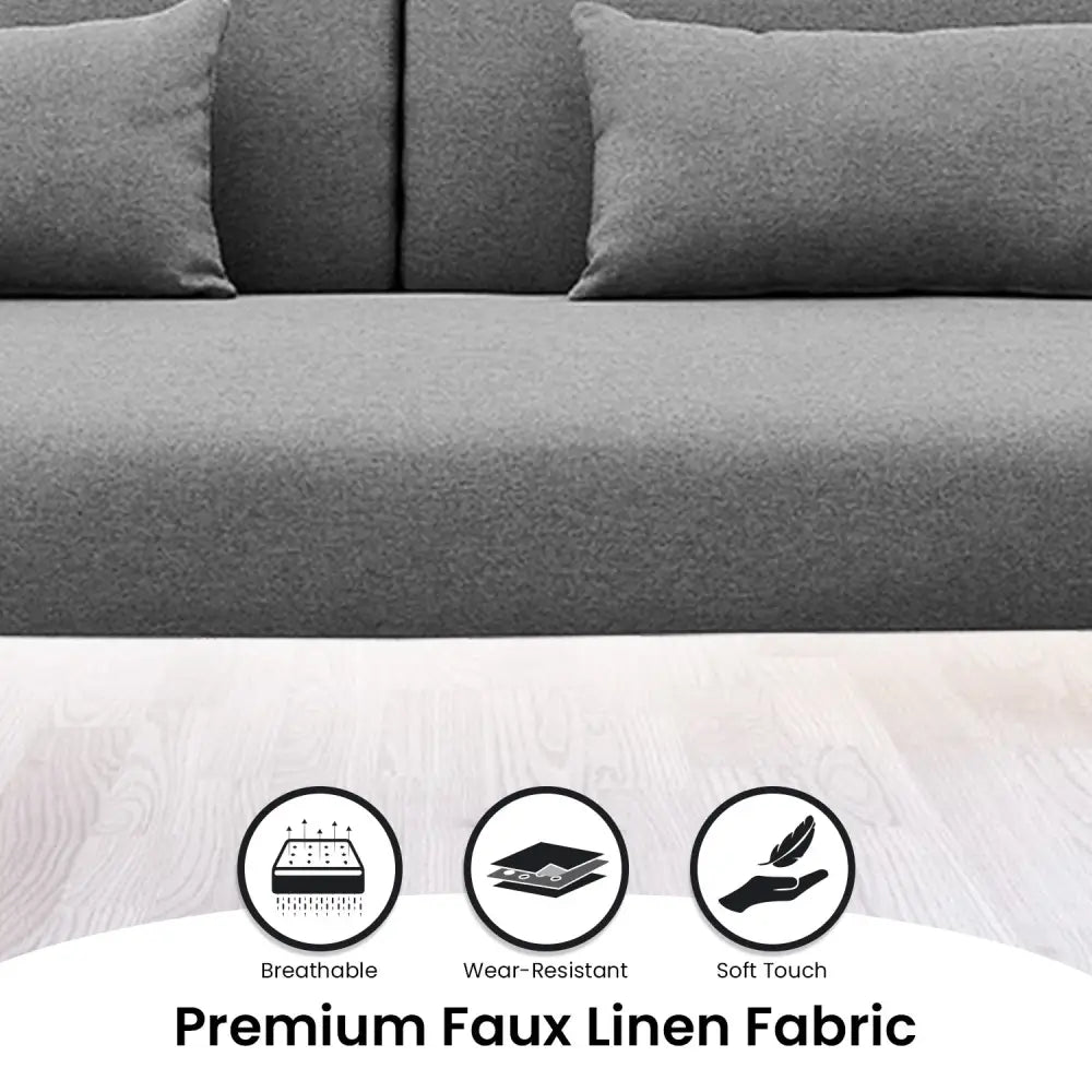 Sarantino Mia 3-Seater Corner Sofa Bed Chaise and Pillows Dark Grey - Furniture > Sofas