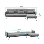 Sarantino Mia 3-Seater Corner Sofa Bed Chaise and Pillows Dark Grey - Furniture > Sofas