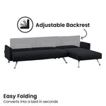 Sarantino Mia 3-Seater Sofa Bed with Chaise & 3 Pillows - Black - Furniture > Sofas