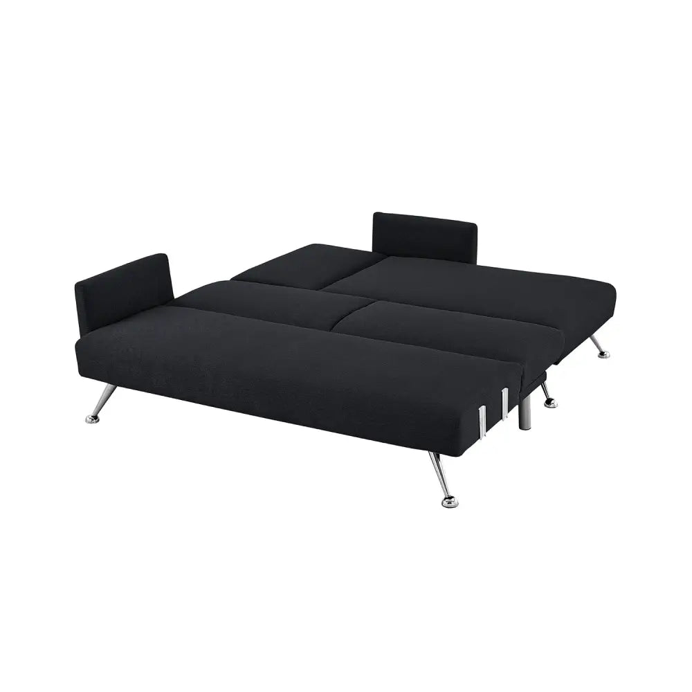 Sarantino Mia 3-Seater Sofa Bed with Chaise & 3 Pillows - Black - Furniture > Sofas