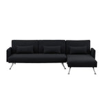 Sarantino Mia 3-Seater Sofa Bed with Chaise & 3 Pillows - Black - Furniture > Sofas