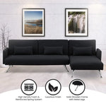 Sarantino Mia 3-Seater Sofa Bed with Chaise & 3 Pillows - Black - Furniture > Sofas