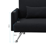Sarantino Mia 3-Seater Sofa Bed with Chaise & 3 Pillows - Black - Furniture > Sofas