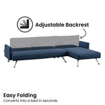 Sarantino Mia 3-Seater Sofa Bed with Chaise & 3 Pillows - Blue - Furniture > Sofas
