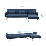 Sarantino Mia 3-Seater Sofa Bed with Chaise & 3 Pillows - Blue - Furniture > Sofas