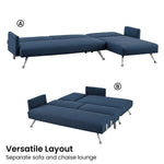Sarantino Mia 3-Seater Sofa Bed with Chaise & 3 Pillows - Blue - Furniture > Sofas