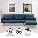 Sarantino Mia 3-Seater Sofa Bed with Chaise & 3 Pillows - Blue - Furniture > Sofas