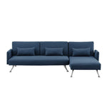 Sarantino Mia 3-Seater Sofa Bed with Chaise & 3 Pillows - Blue - Furniture > Sofas