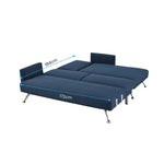 Sarantino Mia 3-Seater Sofa Bed with Chaise & 3 Pillows - Blue - Furniture > Sofas