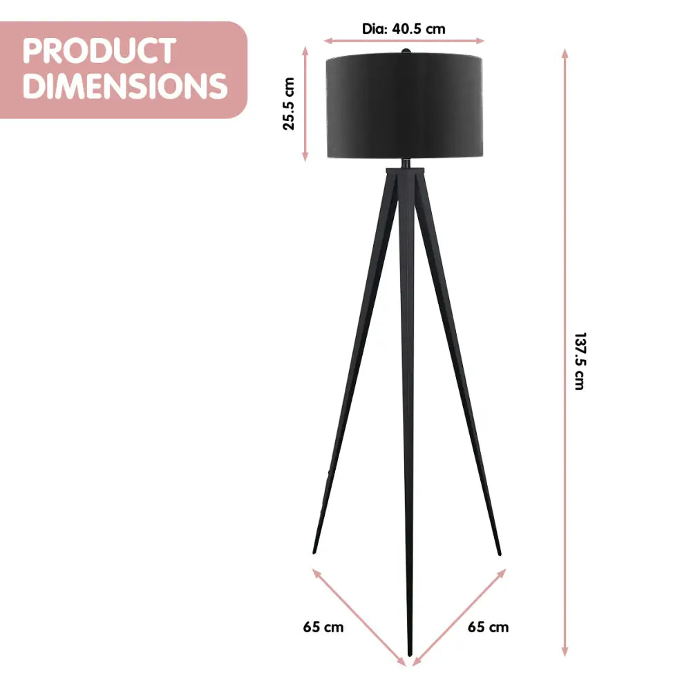 Sarantino Minimalist Modern Tripod Floor Lamp Black - Home & Garden > Lighting