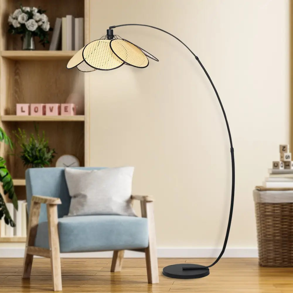 Sarantino Minimalist Synthetic Rattan Floor Lamp - Home & Garden > Lighting