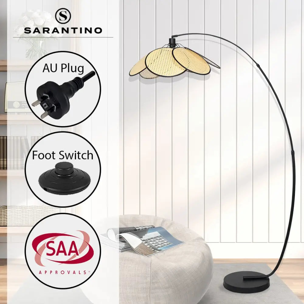 Sarantino Minimalist Synthetic Rattan Floor Lamp - Home & Garden > Lighting