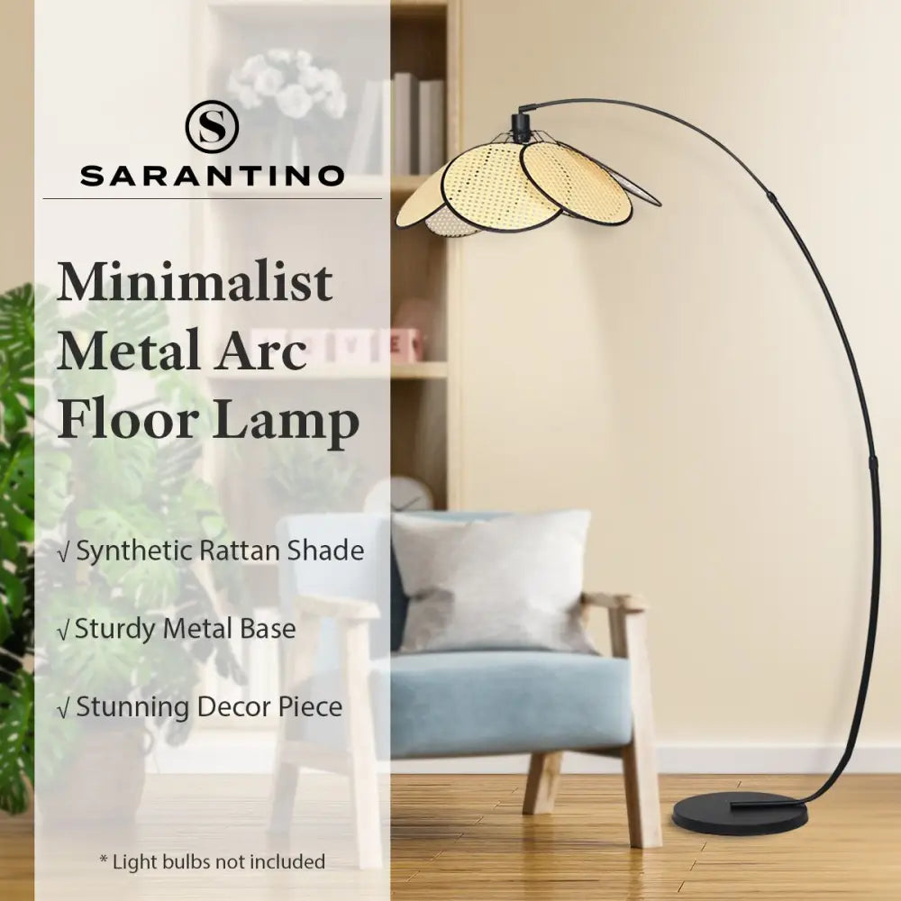 Sarantino Minimalist Synthetic Rattan Floor Lamp - Home & Garden > Lighting